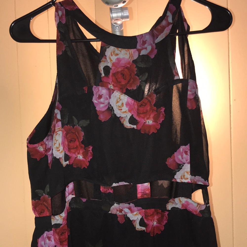 Floor length floral print dress